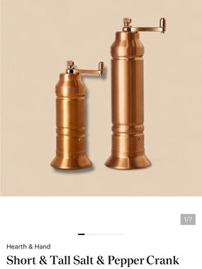 Hearth & Hand with Magnolia-Tall & Short Salt &  Pepper Crank Grinder Copper NEW